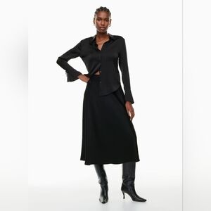 Aritzia Effortless Satin button-up Black blouse